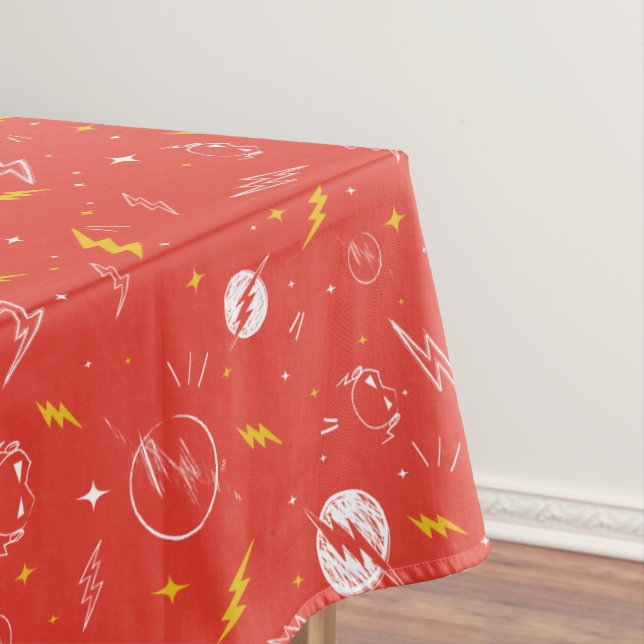 Flash Lightning Icon and Doodle Pattern Tablecloth (In Situ)