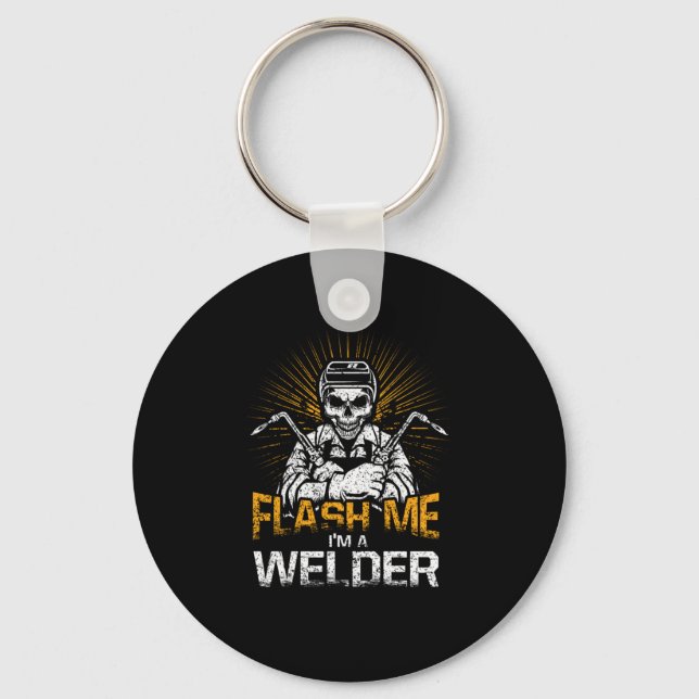 Flash Me Im A Welder Skull Welding Tools Key Ring (Front)