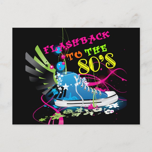 Flashback To The 80's Neon Sneaker Postcard (Front)