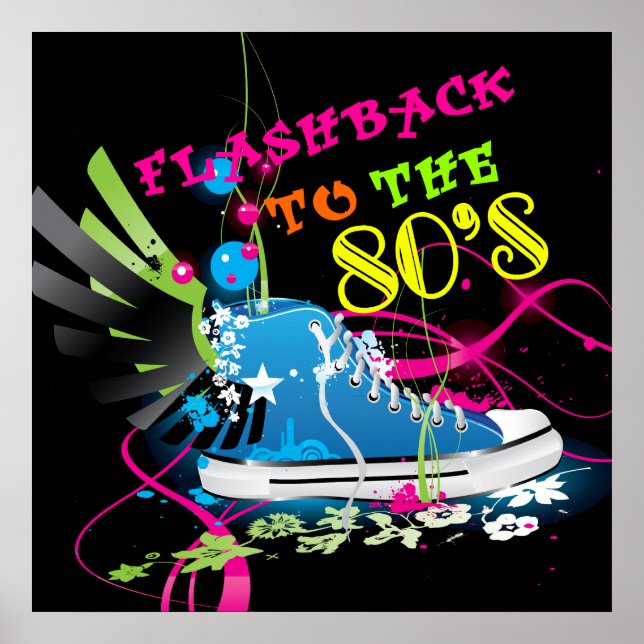 Flashback To The 80's Neon Sneaker Poster (Front)