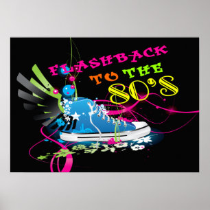 Flashback To The 80's Neon Sneaker & Wings Poster