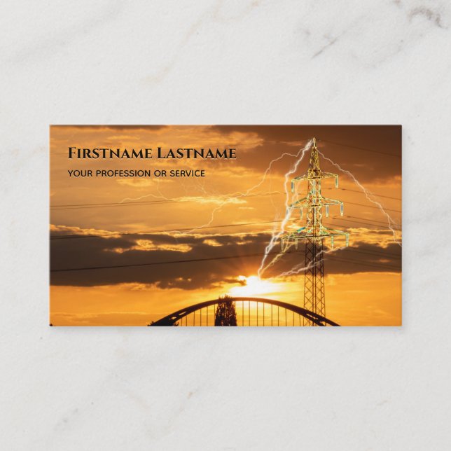 Flashes of Lightning Electricity for electricians Business Card (Front)