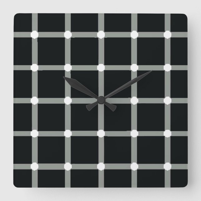 Flashing Black Dots - Optical Illusion Square Wall Clock (Front)