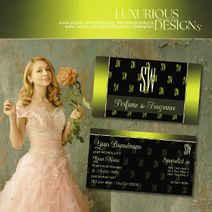 Flashy Black and Yellow with Initials Professional Business Card