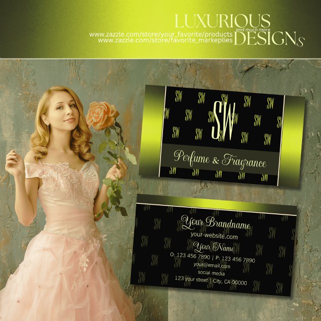 Flashy Black and Yellow with Monogram Professional Business Card (Creator Uploaded)