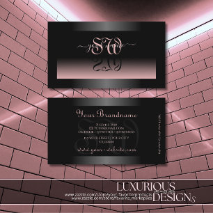 Flashy Black Light Pink Gradient Initials Shimmery Business Card