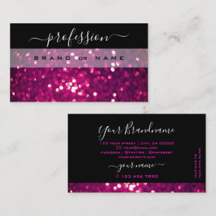Flashy Black Pink Purple Sparkle Glitter Glamorous Business Card