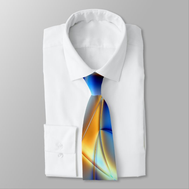 Flashy blue and yellow and snail-like lines throw  tie (Tied)