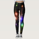 Flashy Bright Colourful Glitter Stars Black Yoga Leggings<br><div class="desc">These cute leggings feature a flashy bright pattern of colourful stars on a black background. Great for yoga,  running,  the gym,  or any time you want to wear some cute leggings!</div>