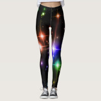 Flashy Bright Colourful Glitter Stars Black Yoga