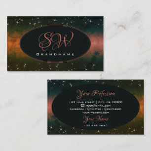 Flashy Colourful Galaxy Cute Glitter Stars Initial Business Card