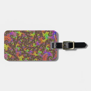 Flashy Colourful Spiral Abstract Digital Fractal Luggage Tag