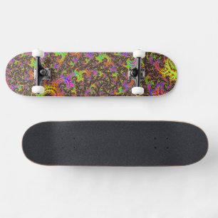 Flashy Colourful Spiral Abstract Digital Fractal Skateboard