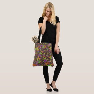 Flashy Colourful Spiral Abstract Digital Fractal Tote Bag