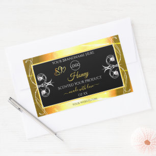 Flashy Dazzling Gold Black Product Labels Add Logo