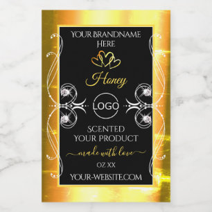 Flashy Dazzling Gold Black Product Labels Add Logo