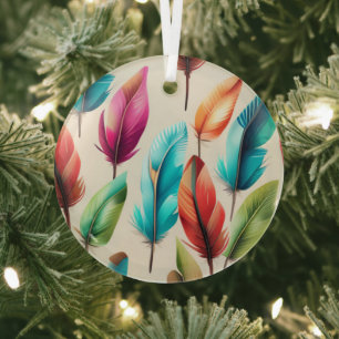 Flashy Feathers  Glass Tree Decoration