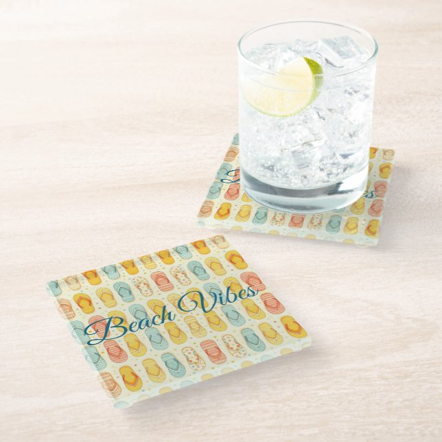 Flashy Flip-flops  Glass Coaster (Angled)