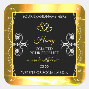 Flashy Gold Dazzling Product Labels Diamonds Black