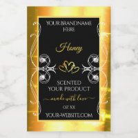 Flashy Gold Dazzling Product Labels Diamonds Black