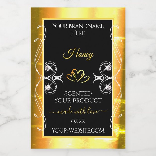 Flashy Gold Dazzling Product Labels Diamonds Black (Single Label)