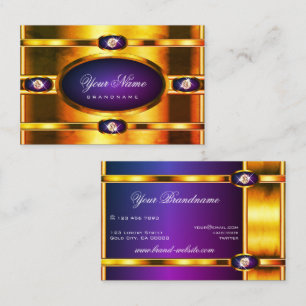 Flashy Gold Marble Shimmer Effect Purple Gradient Business Card