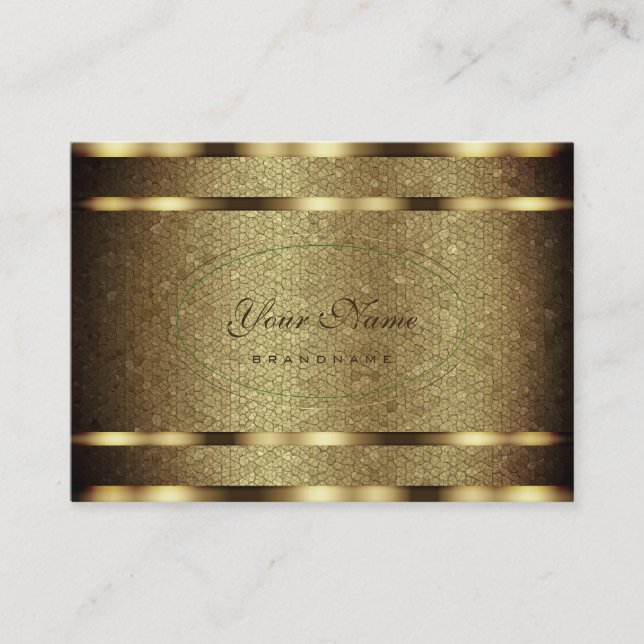 Flashy Golden Snake Pattern Effect Green Marble Business Card (Front)