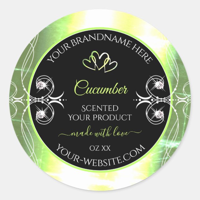 Flashy Light Green and Black Product Labels Jewels (Front)