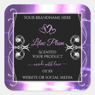 Flashy Light Purple Black Product Labels Diamonds