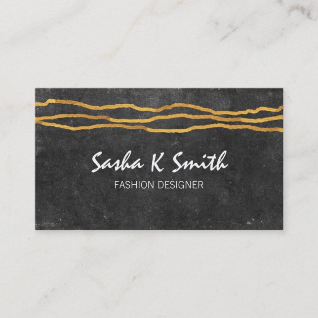 Flashy Lines & Slate Business Card (Front)
