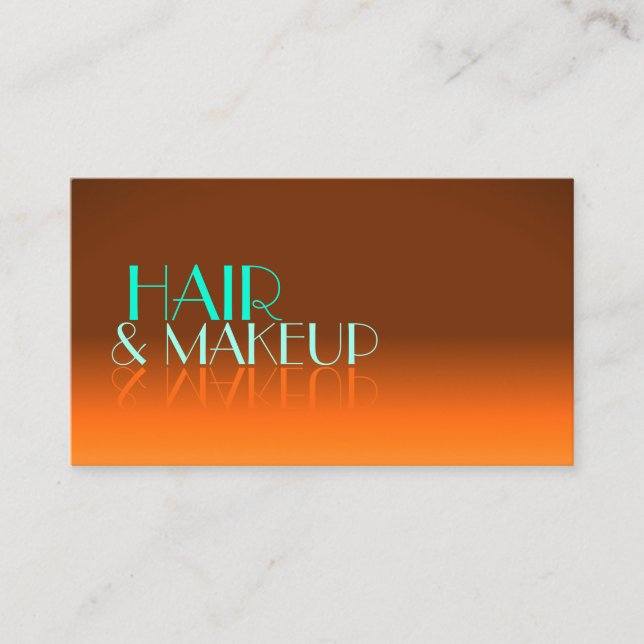 Flashy Orange and Teal Mirror Font Professional Business Card (Front)
