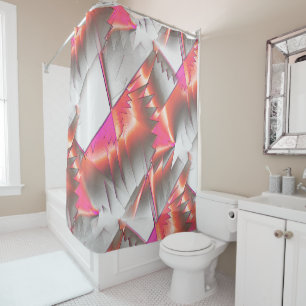Flashy peach to pink, extremely rough digitalised shower curtain