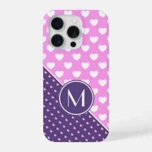 Flashy Pink And Purple Custom Monogram iPhone 15 Pro Case