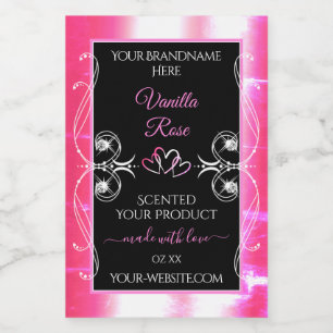 Flashy Pink Dazzling Product Labels Diamonds Black