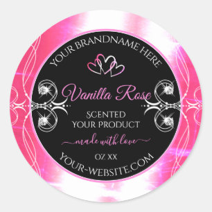 Flashy Pink Dazzling Product Labels Diamonds Black