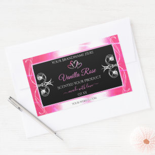 Flashy Pink Dazzling Product Labels Diamonds Black