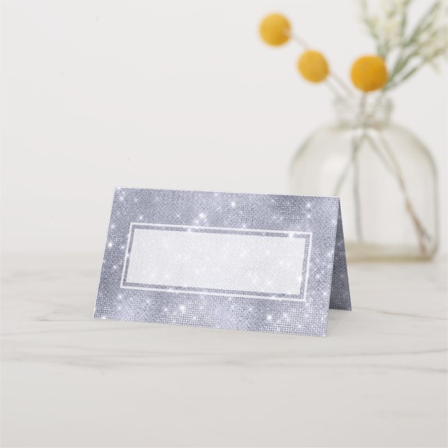 Flashy Platinum  Sequins Look All Occasion Place Card (Front)