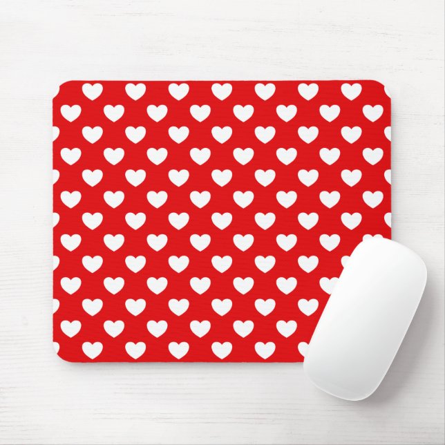 Flashy Red And White Hearts Bold Mouse Pad (With Mouse)