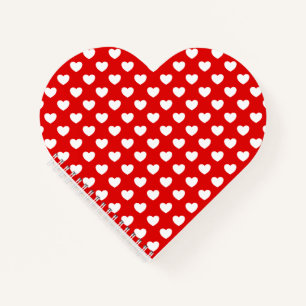 Flashy Red And White Love Hearts Heart-Shaped Notebook