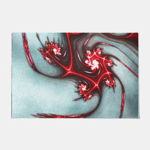 Flashy red fractal lizard over soft rough texture doormat