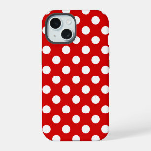 Flashy Red With Feminine White Polka Dot Pattern iPhone 15 Case