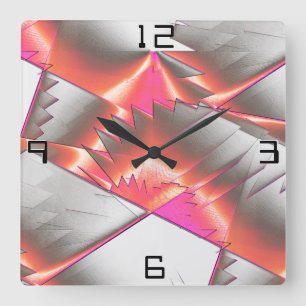 Flashy salmon or peach extremely rough digitalised square wall clock