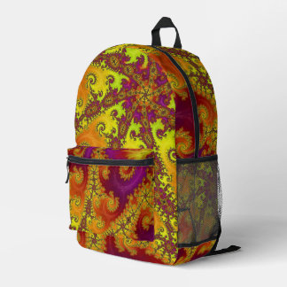 Flashy Vibrant Spiral Fractal Funky Abstract Art Printed Backpack