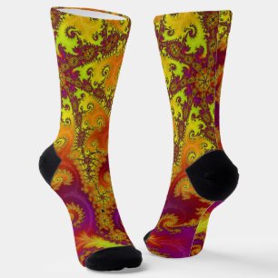Flashy Vibrant Spiral Fractal Funky Abstract Art Socks