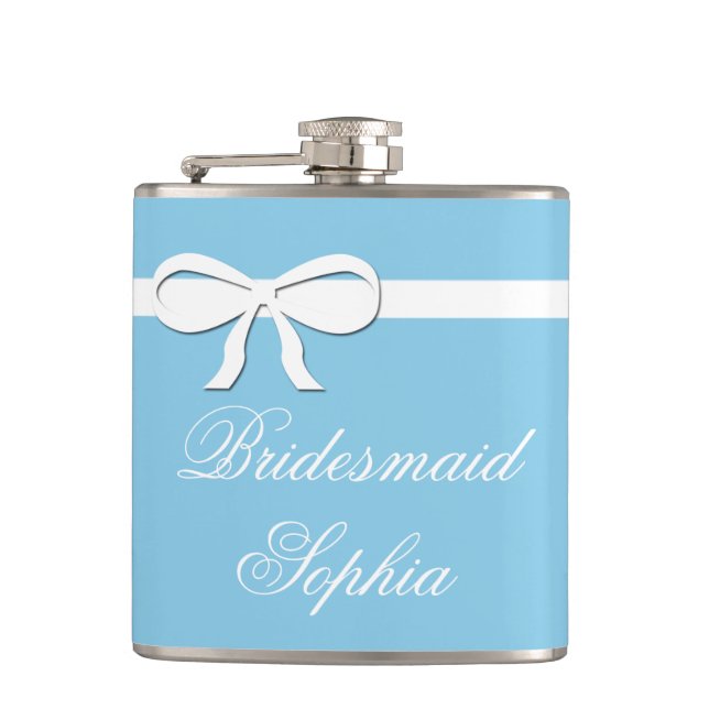Flask Bridesmaid Gift aqua Wedding Personalised (Front)