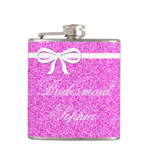 Flask Bridesmaid Gift Glitter pink Personalised