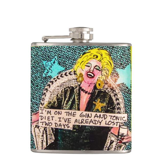 Flask-I'm on the gin and tonic diet. Hip Flask (Front)