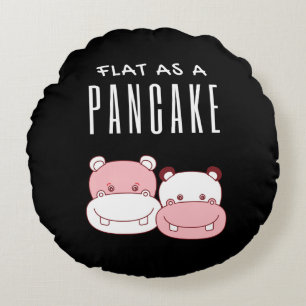 Flat As A Pancake Couple Hippo Hippo Lover Round Cushion