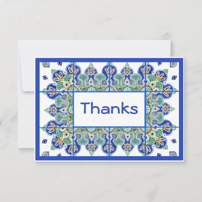Flat blue and greenThank You Card (Front)
