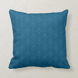 Flat Blue Damask Pattern Cushion